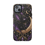 Vespertine Moonwatcher Magnetic Phone Case – Gothic Purple Bat Crescent Moon Tough Case