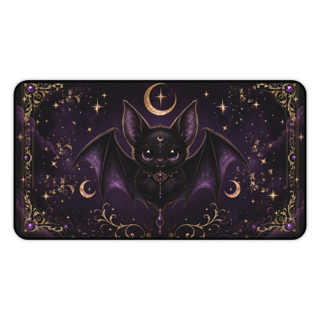 Vespertine Gothic Bat Gaming Desk Mat | Celestial Extended Mouse Pad