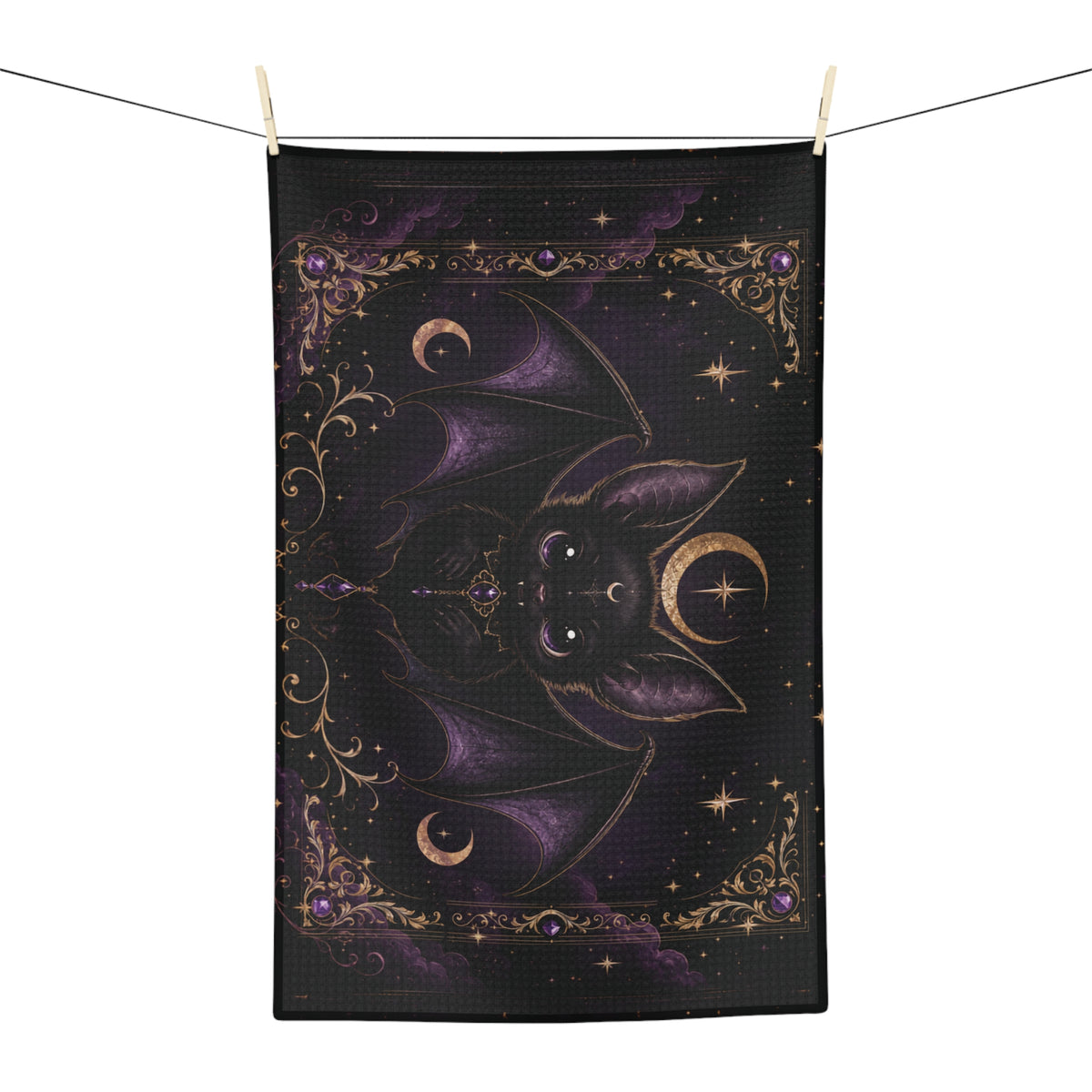 Vespertine Gothic Bat Microfiber Tea Towel | Celestial Kitchen Towel