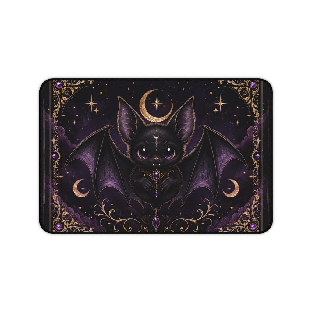 Vespertine Gothic Bat Gaming Desk Mat | Celestial Extended Mouse Pad
