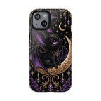 Vespertine Moonwatcher Magnetic Phone Case – Gothic Purple Bat Crescent Moon Tough Case