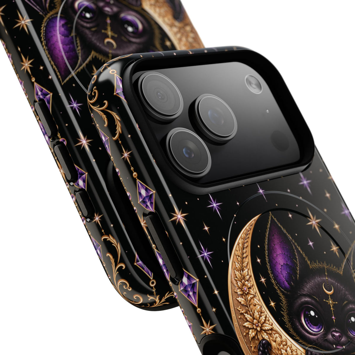 Vespertine Celestial Bat Magnetic Phone Case – Gothic Purple Moon Tough Case