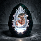 Shardlurker Specimen Night Light with illuminated fetal specimen inside textured containment egg